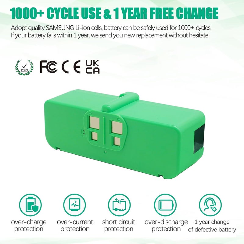 Batryuic Upgraded 6500mAh 14.4V Battery Compatible for iRobot Roomba 500 600 700 800 900 Series Robot Vacuum Battery Roomba 960 980 981 805 860 870 890 700 710 760 790 610 620 650 671 690 500 530 550 580 - Image 4